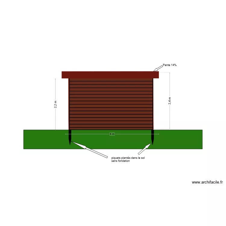 abri poney face. Plan de 
