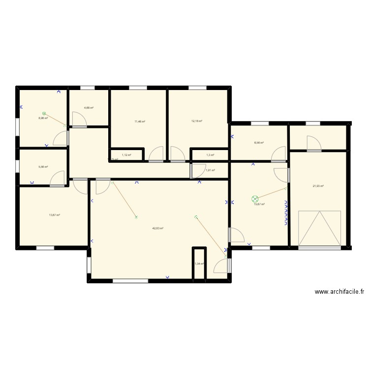 TD-11 Paco Rio. Plan de 15 pièces et 160 m2