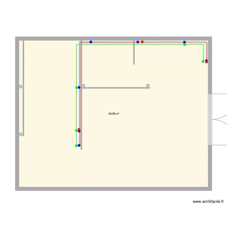 Plan sous sol reseaux eau. Plan de 1  et 95 m²
