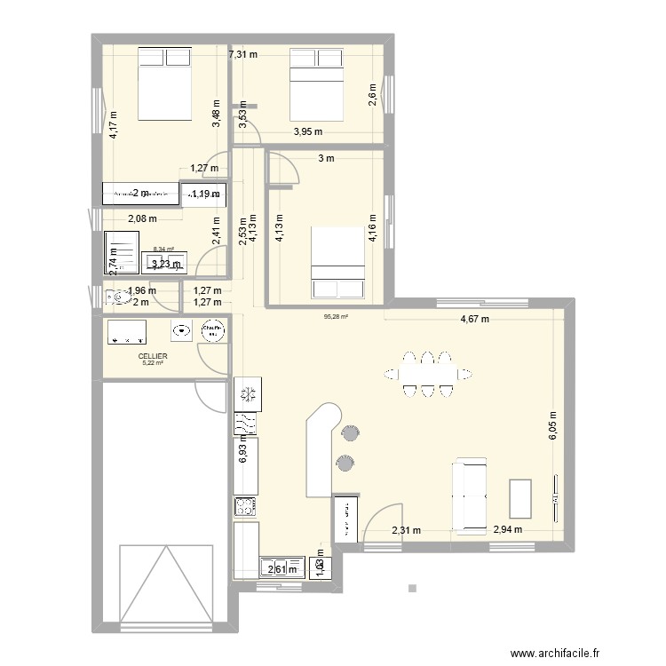 maison mael (3). Plan de 3 pièces et 109 m2