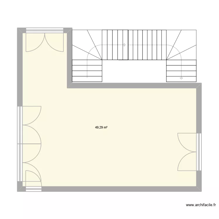 Pallier Risset. Plan de 1  et 49 m²