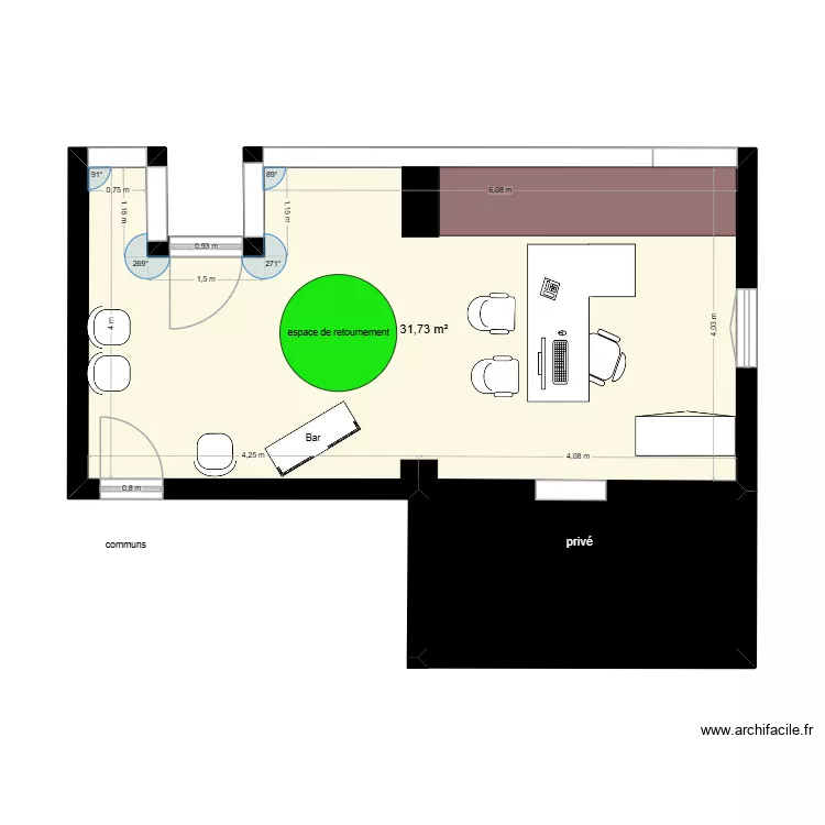 taxi-noel. Plan de 2  et 39 m²