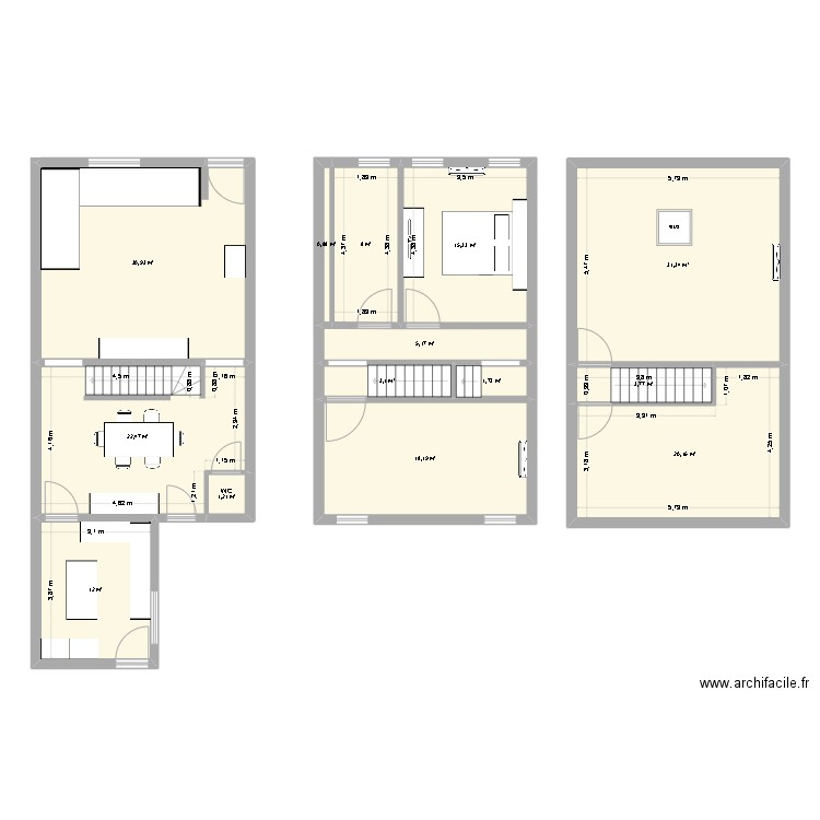 NEW2. Plan de 14 pièces et 174 m2