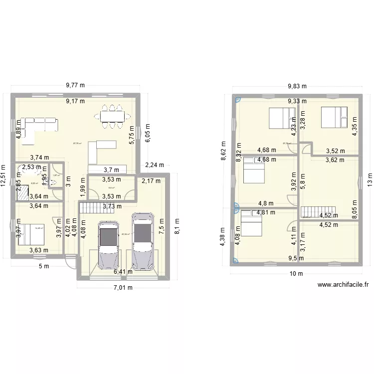 maison rdc. Plan de 8  et 244 m²