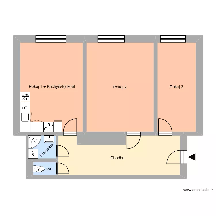 n&aacute;měst&iacute; Jana Nerudy 614, byt 7. Plan de 8  et 75 m²