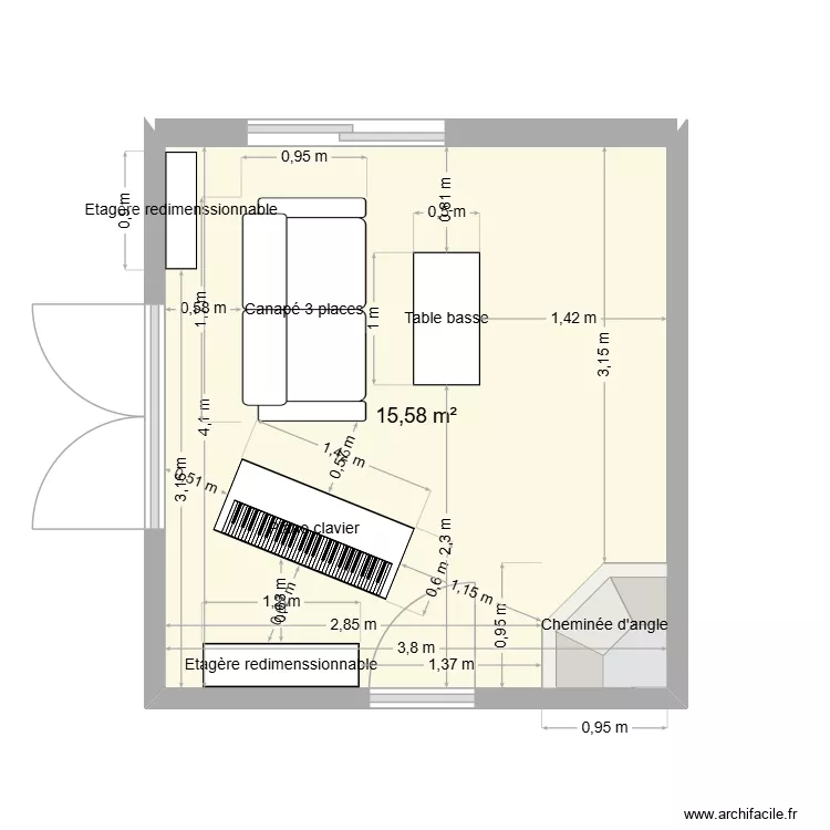 Salon R Aguilera. Plan de 1  et 16 m²
