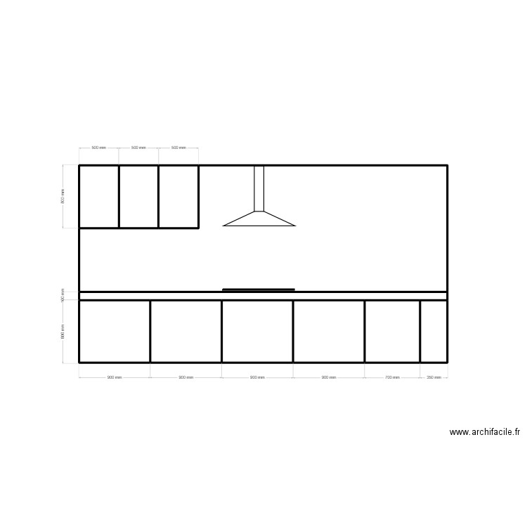 Élévation Cuisine. Plan de 11 pièces et 11 m2