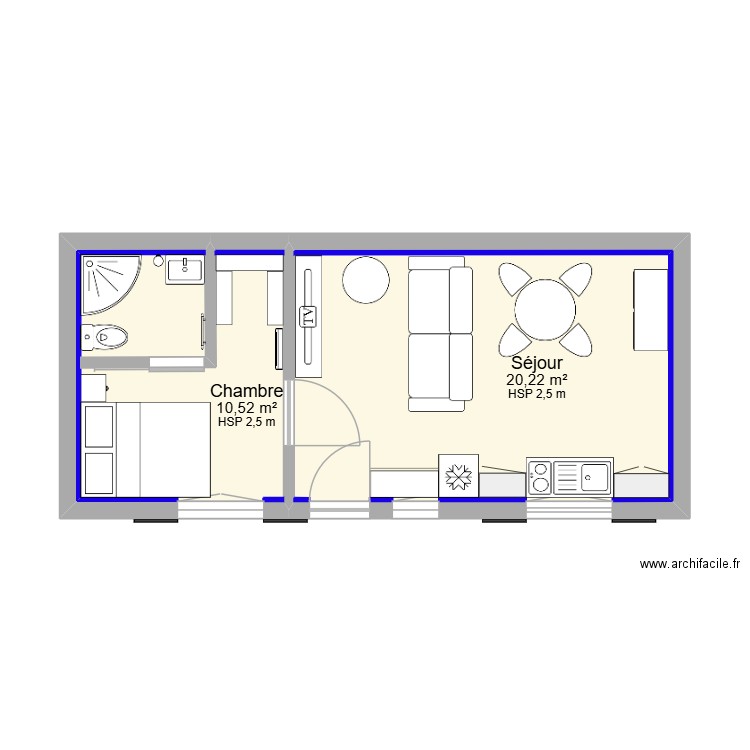 Dépendance CHSTN futur n°02. Plan de 2 pièces et 31 m2
