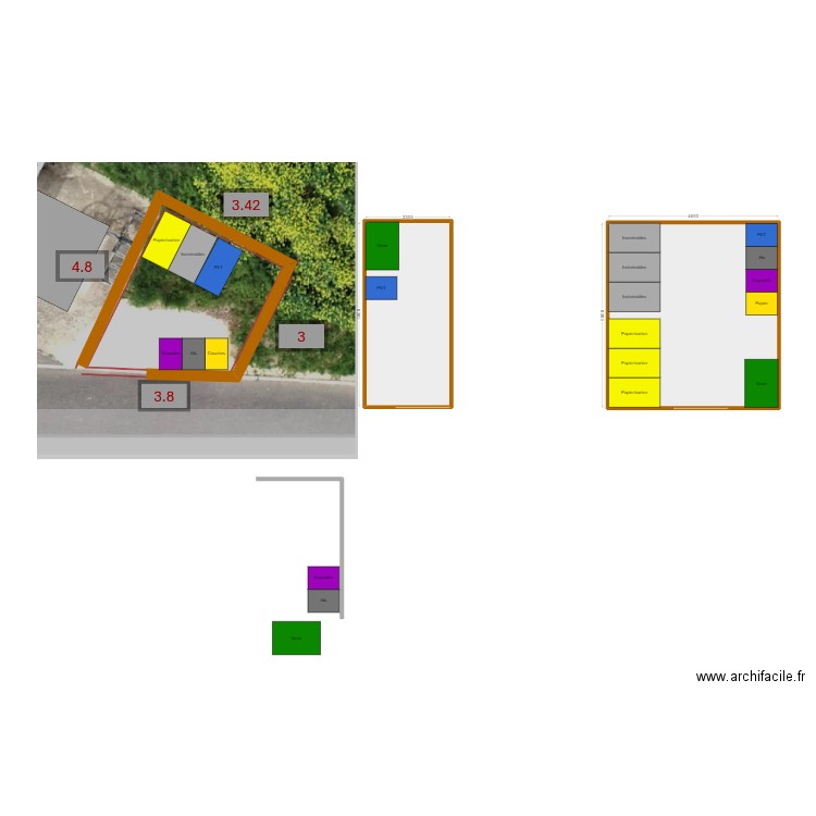 LOCAL POUBELLE. Plan de 2 pièces et 34 m2