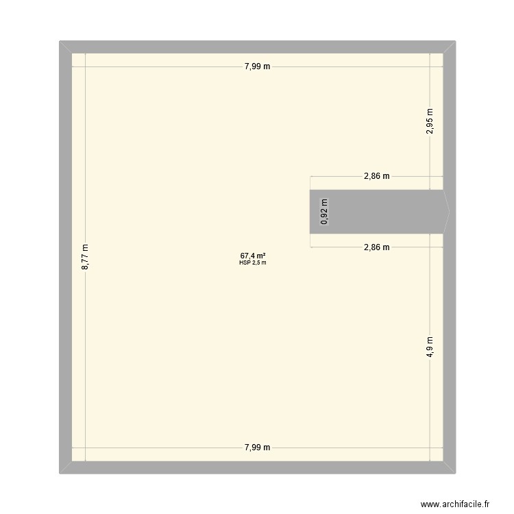 1er étage. Plan de 1 pièce et 67 m2