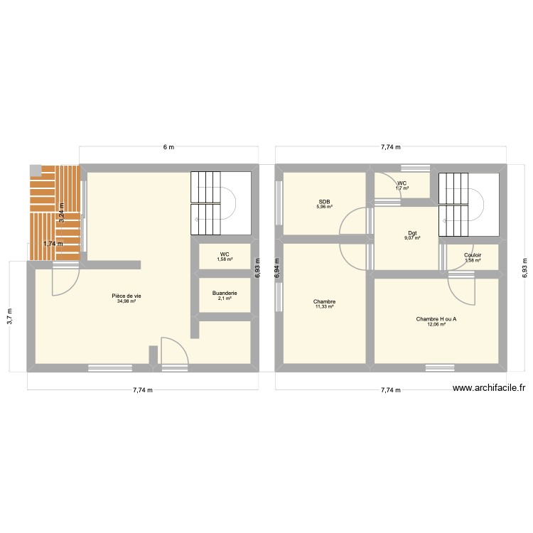 Plan maison &eacute;tage. Plan de 0 pièce et 0 m2