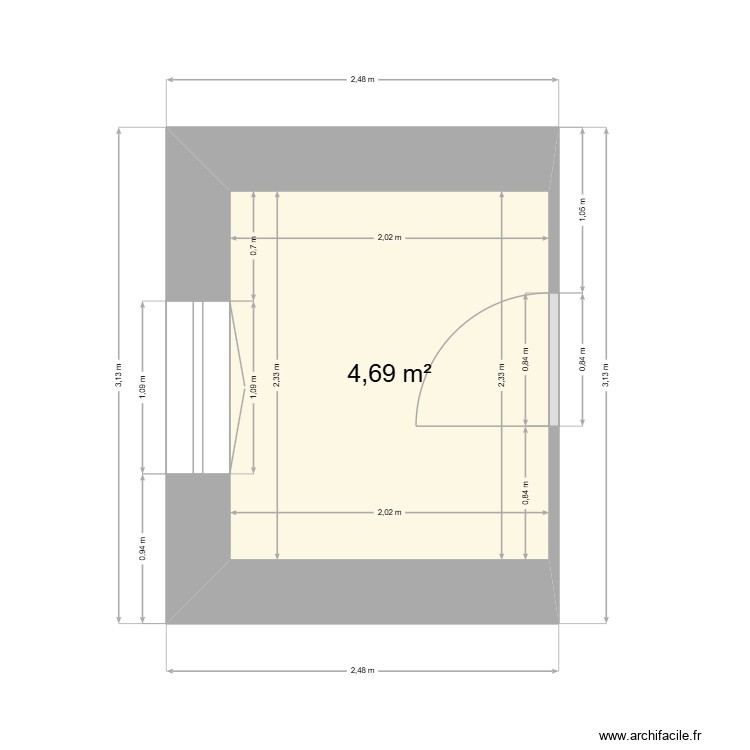 Salle d'eau. Plan de 1 pièce et 5 m2
