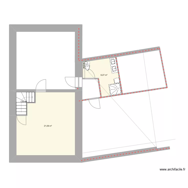 tabuts sdb 2. Plan de 3  et 29 m²