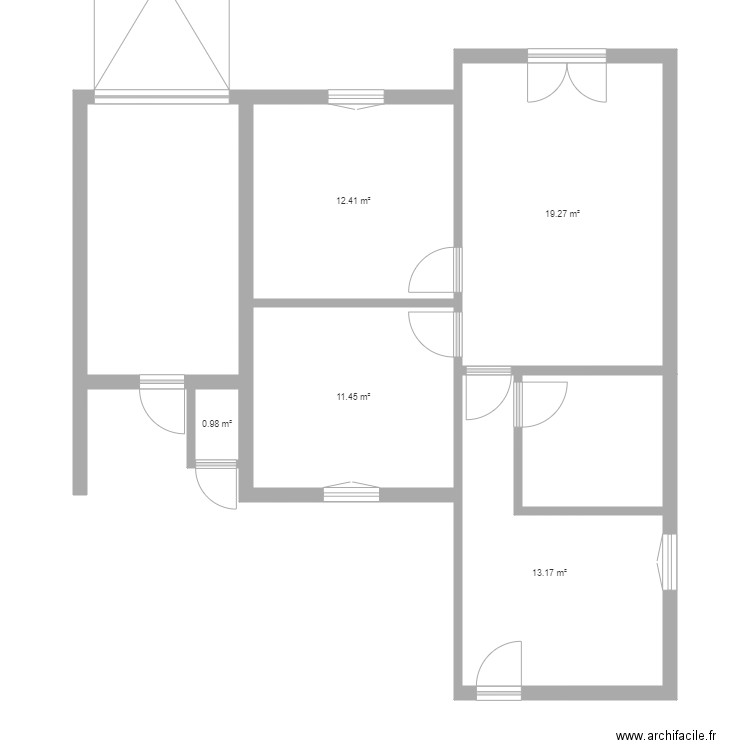 Tranche sur mer. Plan de 5 pièces et 57 m2