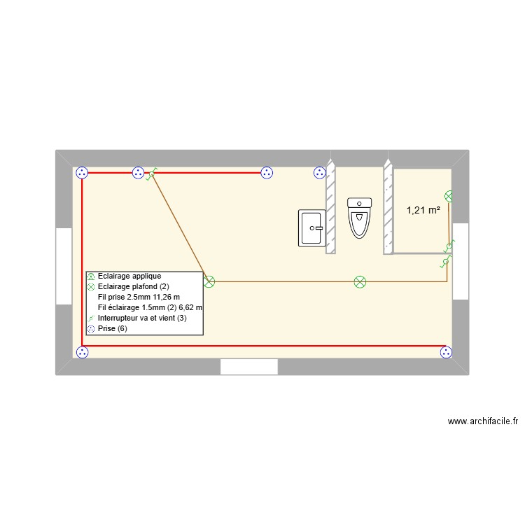 R2 La Llagonne.Mathias.élec. Plan de 2 pièces et 19 m2