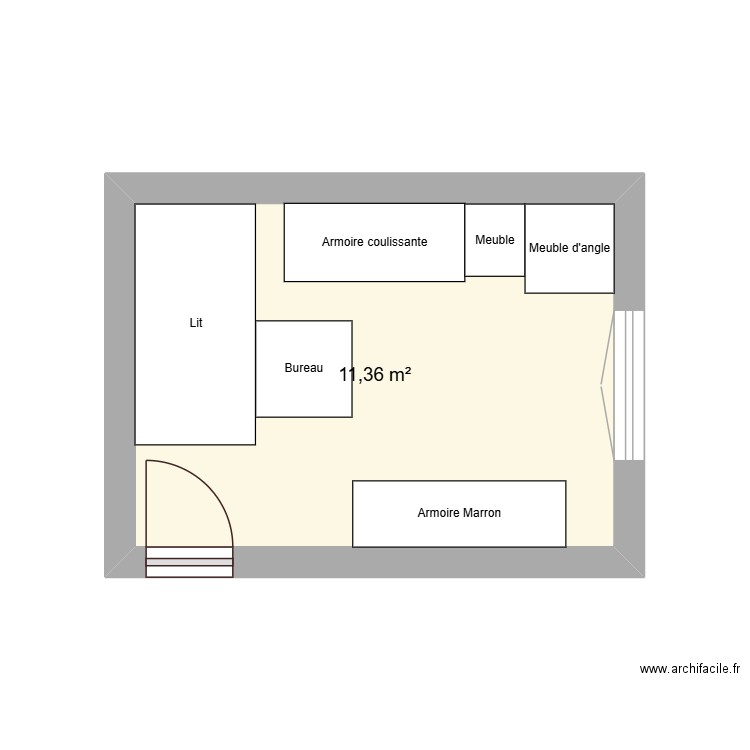 Chambre SAM. Plan de 1 pièce et 11 m2