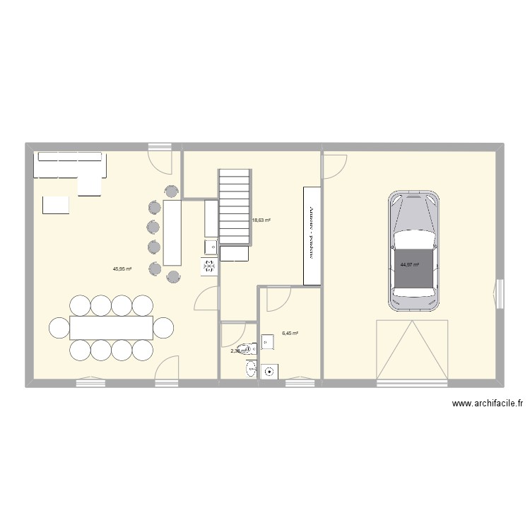 garage. Plan de 5 pièces et 118 m2