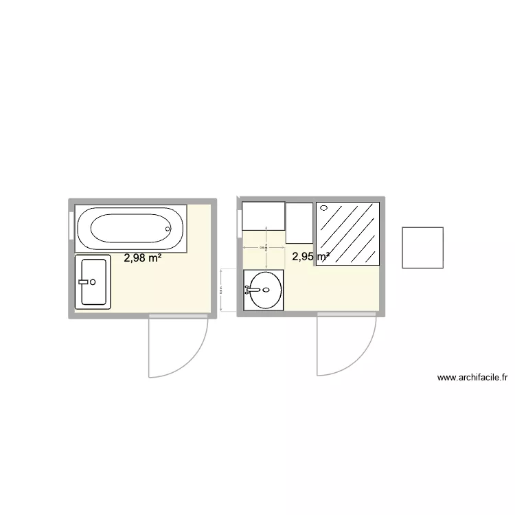 SDB kevin. Plan de 2 et 6 m² SDB kevin. Plan de 2 et 6 m²
