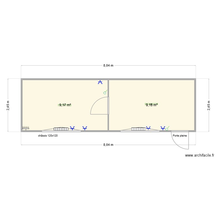Ecaussinne. Plan de 2 pièces et 18 m2