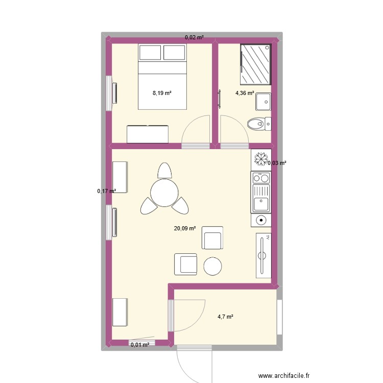 appart 1 top. Plan de 8 pièces et 38 m2