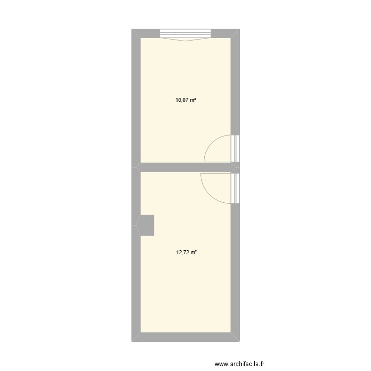 Nouvelle. Plan de 2 pièces et 23 m2