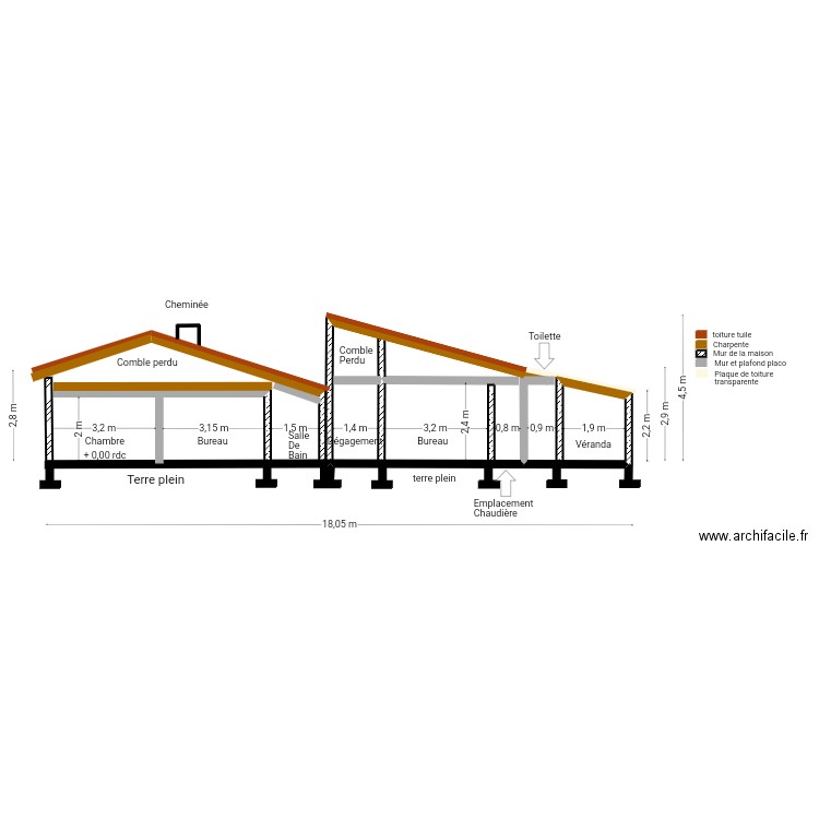 Plan coupe ouest 1. Plan de 0 pièce et 0 m2