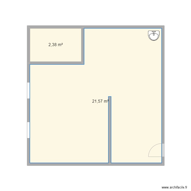 plan. Plan de 2 pièces et 24 m2