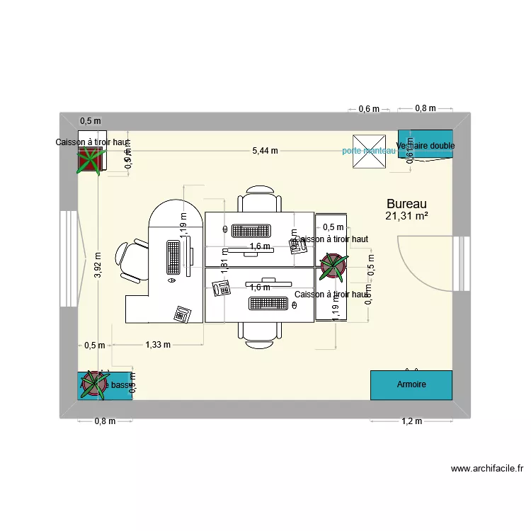 Amy/Cl&eacute;mence/Carole Marguerite. Plan de 1  et 21 m²