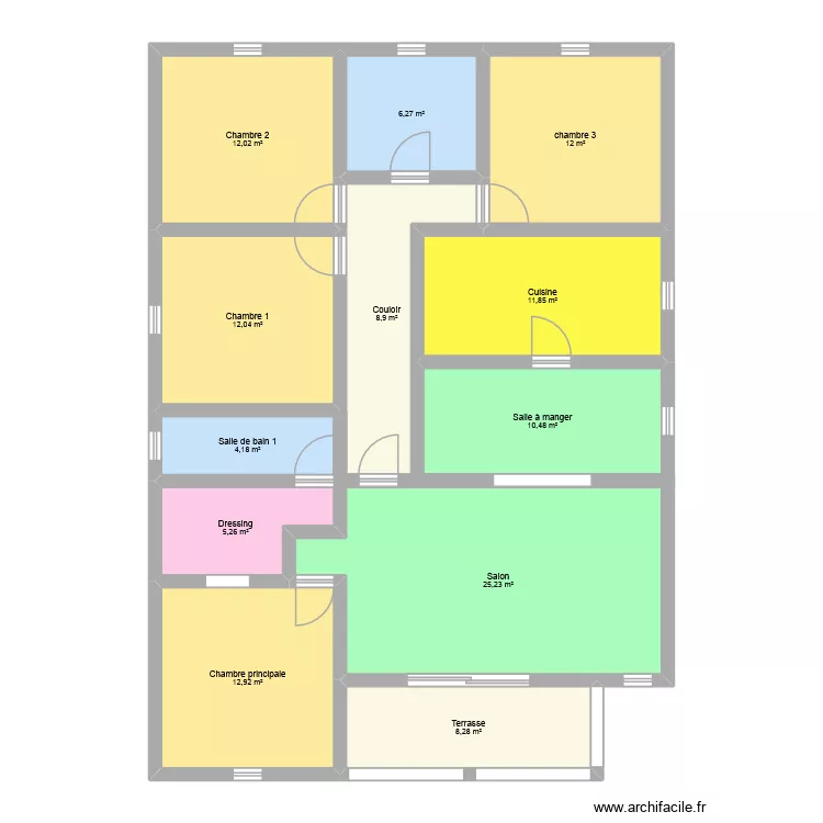 Ma maison pp 4cbres 4. Plan de 12  et 129 m²