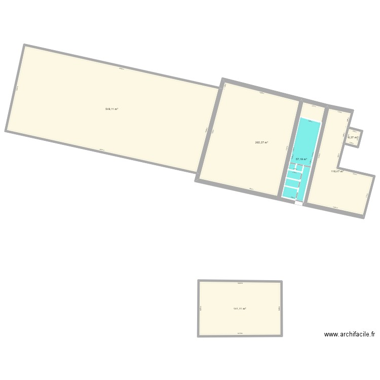 plan de masse atelier fromagerie existant. Plan de 6 pièces et 1195 m2