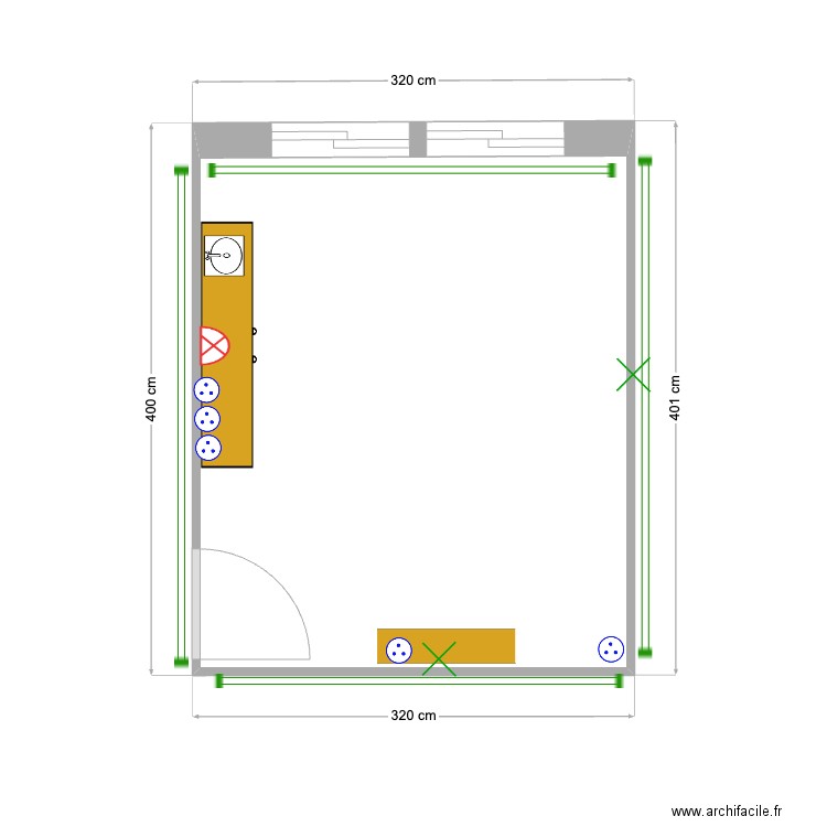 AKOE CABINE2.1 ELEC. Plan de 1 pièce et 11 m2