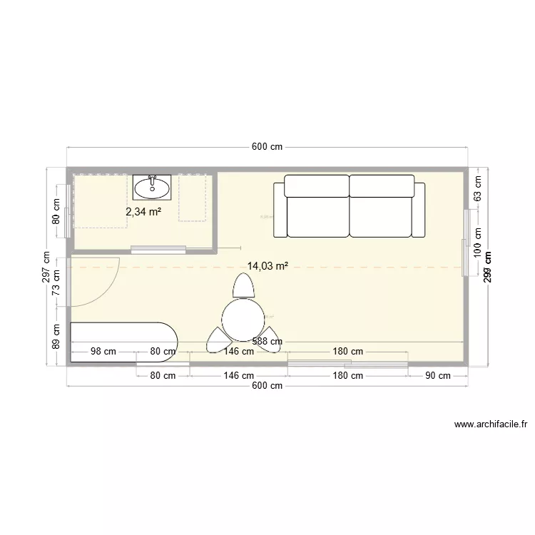 Bungalow 18m2 + Face v2. Plan de 