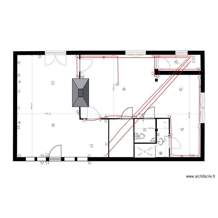 RDC CASTETS elec1. Plan de 4 pièces et 81 m2