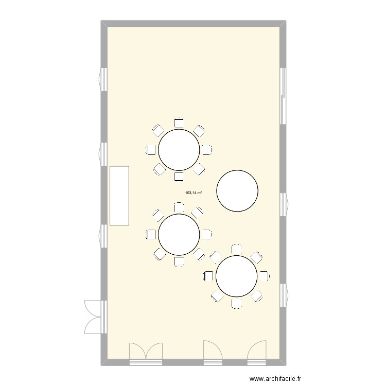 Salle des fêtes. Plan de 1 pièce et 103 m2