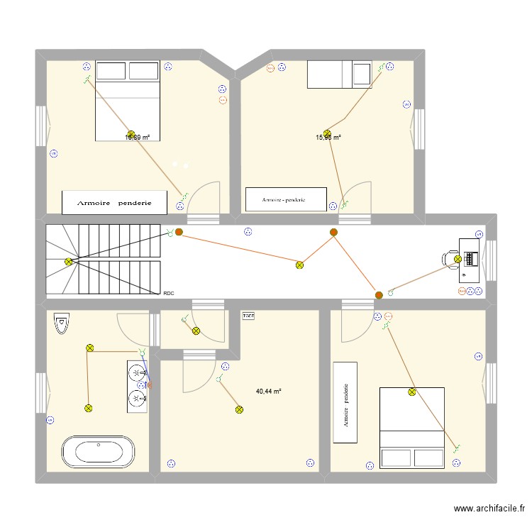 Huez. Plan de 3 pièces et 73 m2