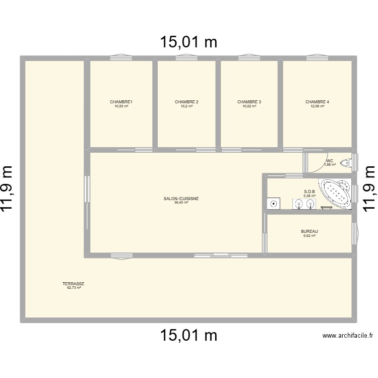 maison conteneur. Plan de 9 pièces et 156 m2