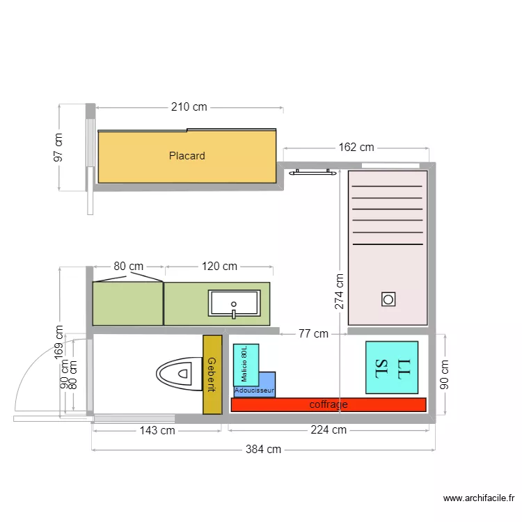 Salle de bain V2. Plan de 