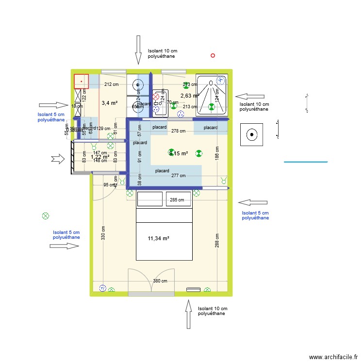 Chambre solution 1 du 6 mars 2024. Plan de 6 pièces et 24 m2