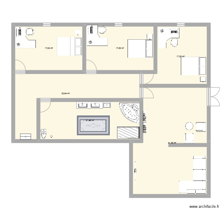 étage maison 2. Plan de 6 pièces et 137 m2