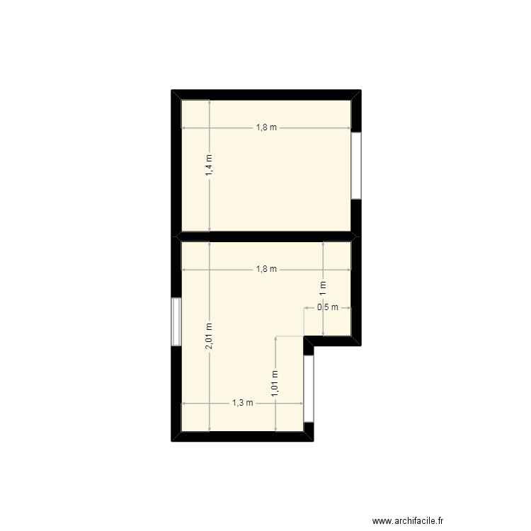 Salle de Bain. Plan de 2 pièces et 6 m2
