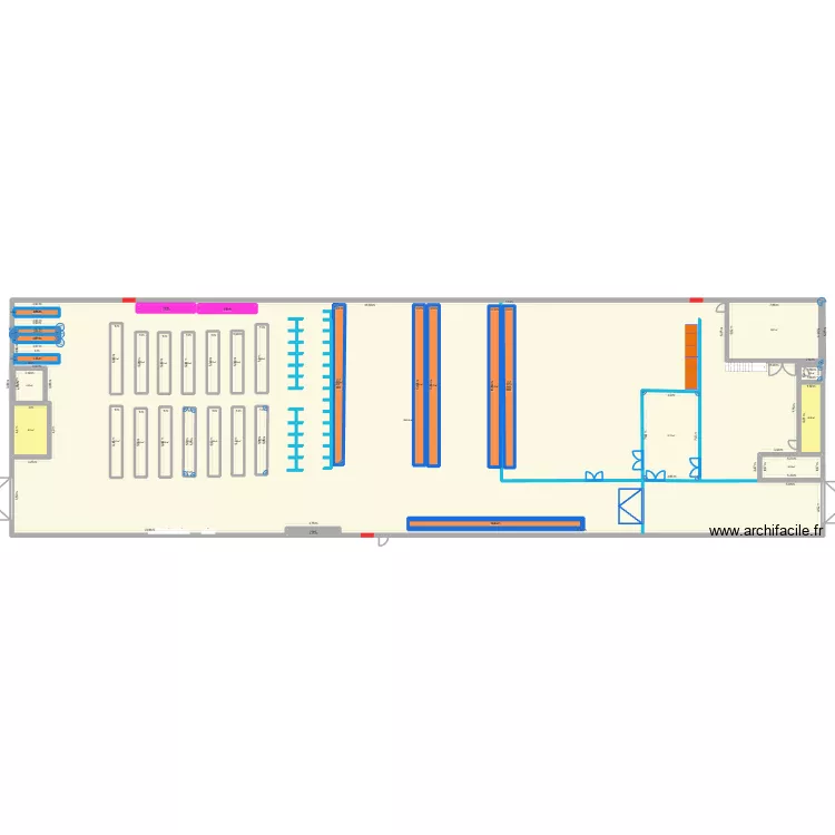 CLI angleur. Plan de 38 pièces et 1577 m²