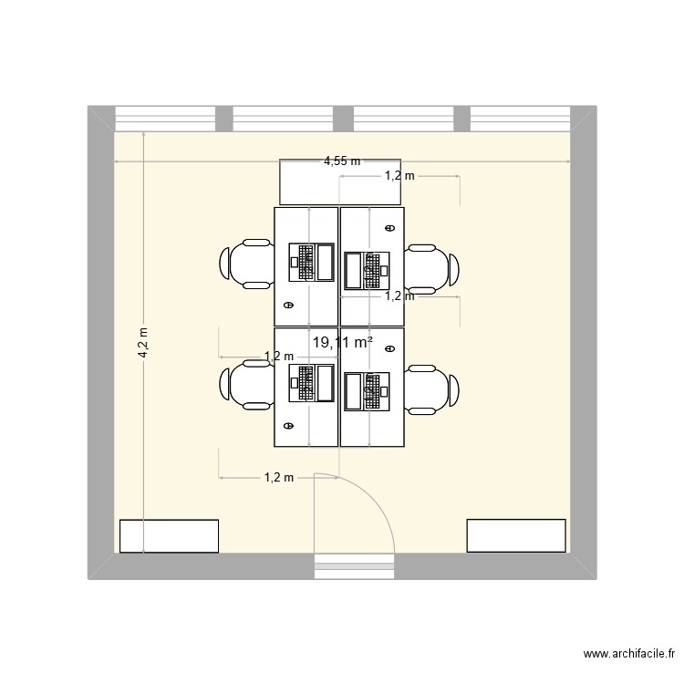 Assistantes sociales UNIVA. Plan de 1 pièce et 19 m2