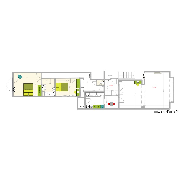 Pasc Av. Cour. Plan de 5 pièces et 34 m2