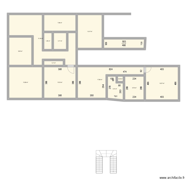 De l'Étang 1. Plan de 15 pièces et 140 m2