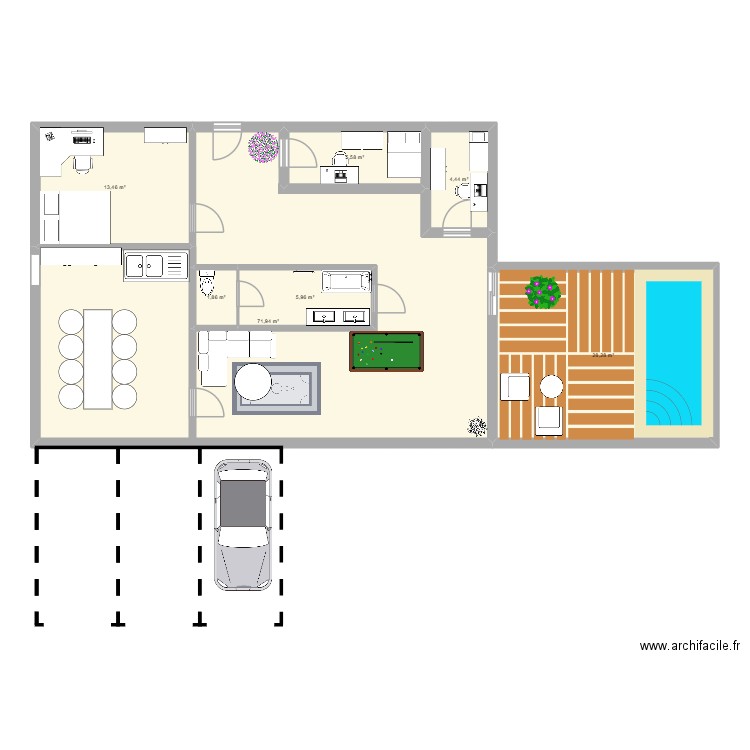 angèle. Plan de 7 pièces et 132 m2