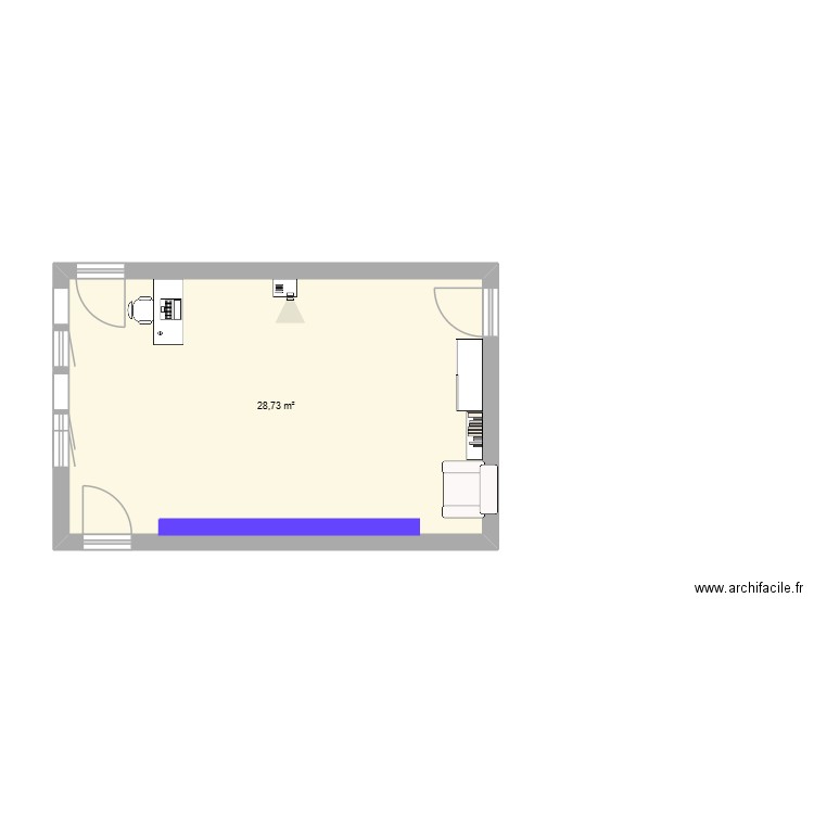 plan delamar. Plan de 1 pièce et 29 m2