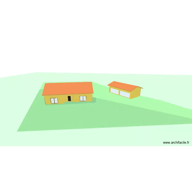 Garage 4 voitures le long de la cloture. Plan de 