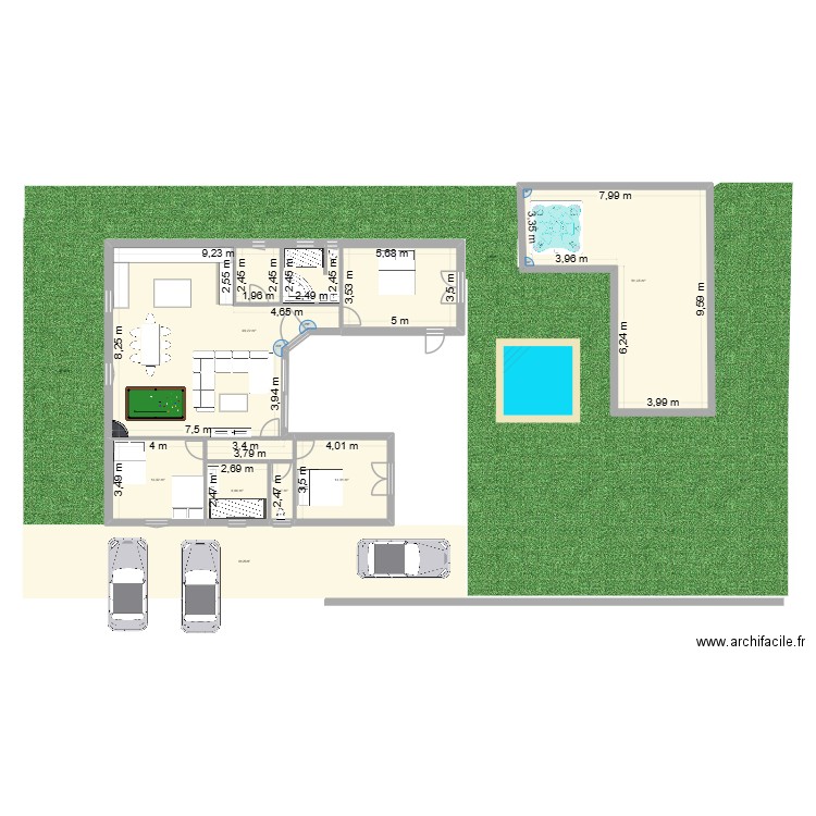 paradou. Plan de 6 pièces et 179 m2