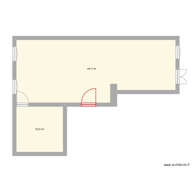 1av. Plan de 2 pièces et 54 m2