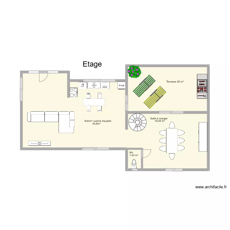 Callegari 2. Plan de 3  et 33 m²